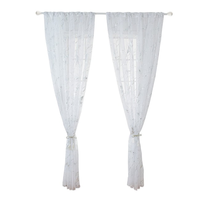 serony Marble Pattern Window Curtain Sheer Divider Panel Semi-blackout Window Blind Living Room Bedroom Drapes silver