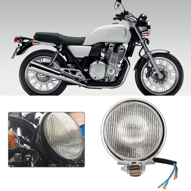Motorcycle Round Universal LED Headlight,Universal Motorcycle Modification Accessory Retro Style Headlamp Motorbike Vintage Head Light