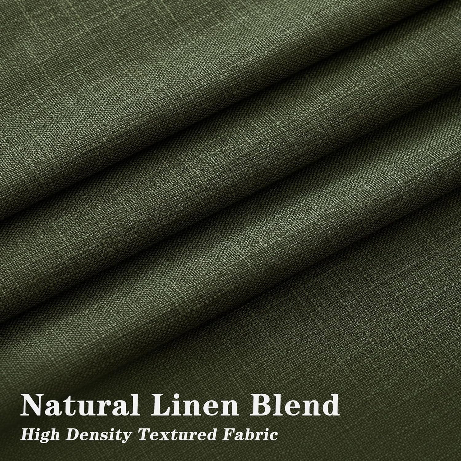 Nalqet Linen Pinch Pleated Full Blackout Curtains for Bedroom - 2 Pages Black Out Olive Green Curtains 84 Inch Long 2 Panel for Living Room Darkening Thermal Window Curtain Drapes with 16pc Hooks