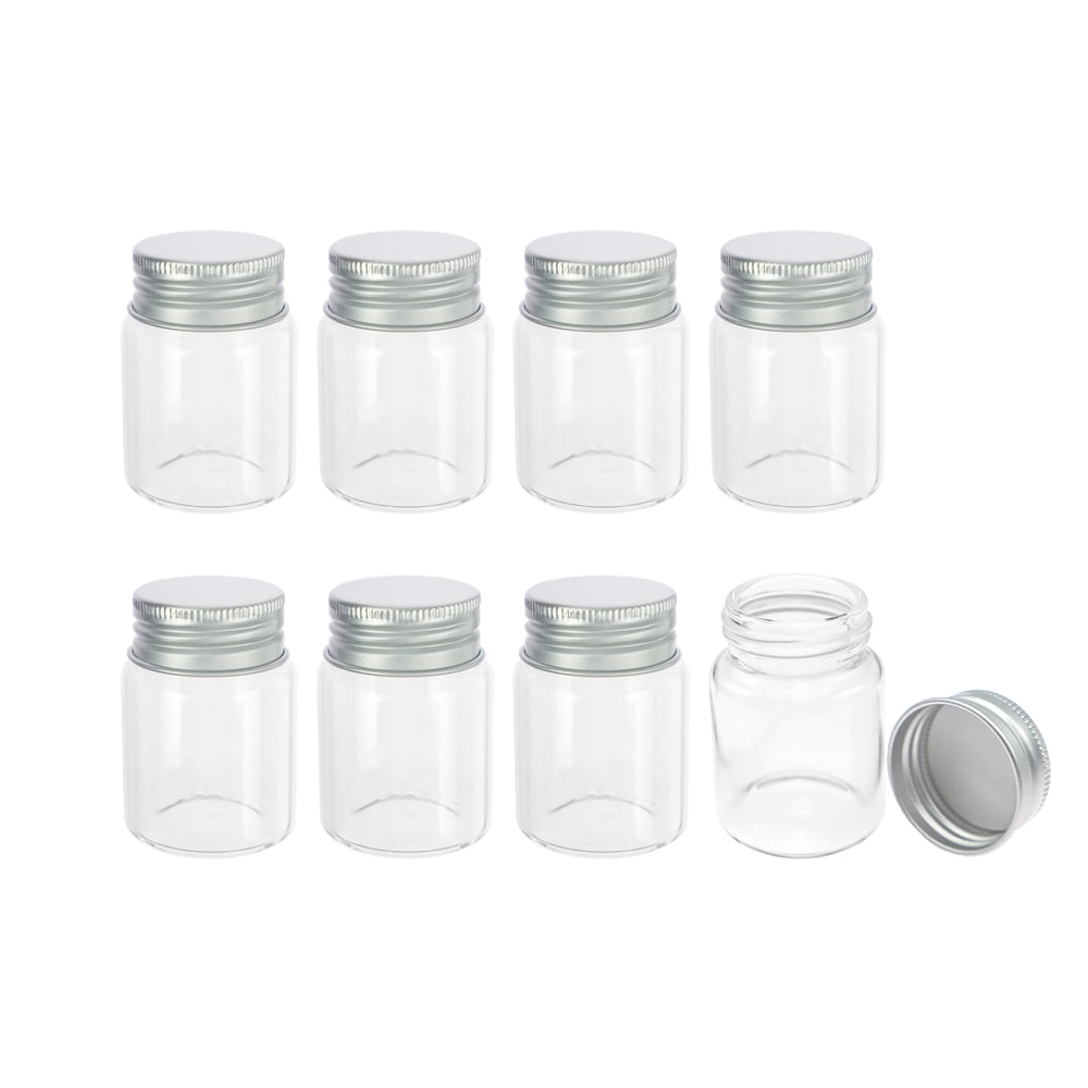 12pcs 50ml Glass Transparent Bottles with Plastic/Aluminum Lids