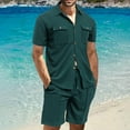 thumbnail image 2 of Miqool Mens 2 Piece Short Sets Summer Tracksuit Casual Short Sleeve Button Down Shirts and Shorts Set Vacation Beach Outfits with Pockets, 2 of 9