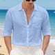 thumbnail image 4 of pstuiky Camisas casuales de manga larga para hombre, Camisa tipo cárdigan de manga larga con botones y bolsillos informales de color liso para hombre Tops de hombre xl, 4 of 8
