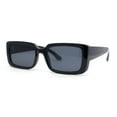 thumbnail image 2 of Womens Mod Rectangle Chic Fashion Minimal Thick Plastic Sunglasses All Black, 2 of 4