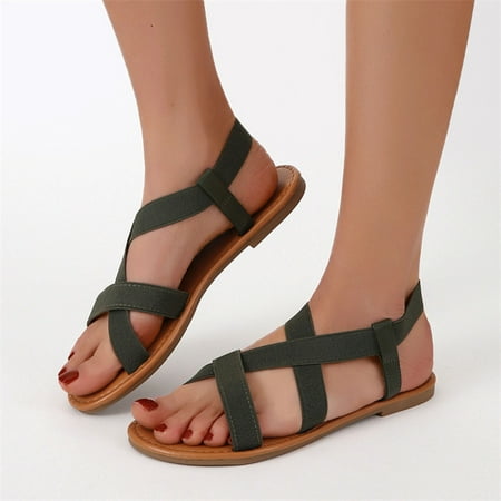 

NWQKYZGH Women Sandals Clearance Summer Ladies Sandals Casual Footwear Solid Color Women s Casual Sandals Green 8.5(41)