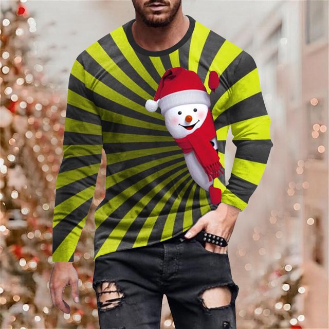 Blusas y camisas de manga larga con cuello redondo para hombre, estilo casual, cuello redondo, manga larga, camiseta estampada de Halloween, blusa de poliéster para hombre.