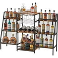 thumbnail image 7 of Versatile Bar Stand with Glass Holder, Wine Rack Freestanding Floor, Liquor Cabinet for Liquor Whiskey Wine, 6-Tier Stepped Bar Cabinet with Fences, Vintage Brown（Patent Pending）, 7 of 7