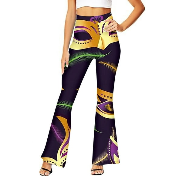 TJAZFJPA Womens Slacks for Work Business Casual Straight Leg Womens Mardi Bell Bottoms Purple Green Yellow High Waist Flare Pants（1） Petite Sweatpants for Women