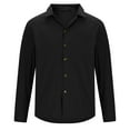 thumbnail image 4 of Iugvhana Formal Shirts for Men Long Sleeve Slim Fit Shirt Top Casual Fashion Solid Colour Button Down Shirts Black#1 XL, 4 of 5