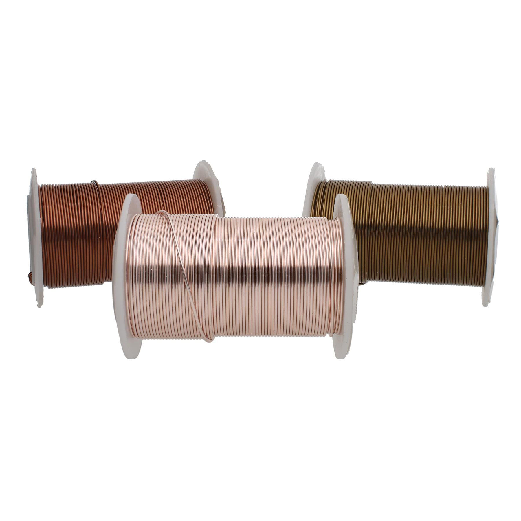 The Beadsmith Wire Elements 18-Gauge Lacquered Tarnish-Resistant Copper Wire for Jewelry Making, 4-10 Yard, 9.14 Meter Spools (Antique Copper, Vintage Bronze, & Rose Gold Color)