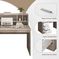 thumbnail image 6 of 46-Inch Home Office Desk with Hutch & 3 Storage Drawers, Natural Wood Finish, Small Space Writing Study Table for Home Office/Study Room, 6 of 7