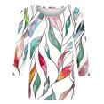 thumbnail image 3 of Fiudx Ofertas Flash Del Día Camiseta Estampada a La Moda para Mujer, Blusa de Mangas 3/4, Tops Informales con Cuello Redondo, 3 of 3