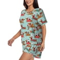 thumbnail image 2 of Fotbe Dachshund Christmas Play Print Pajama Set for Women 2 Piece Loungewear Short Sleeve Tops and Shorts Set Soft Sleepwear-Large, 2 of 7