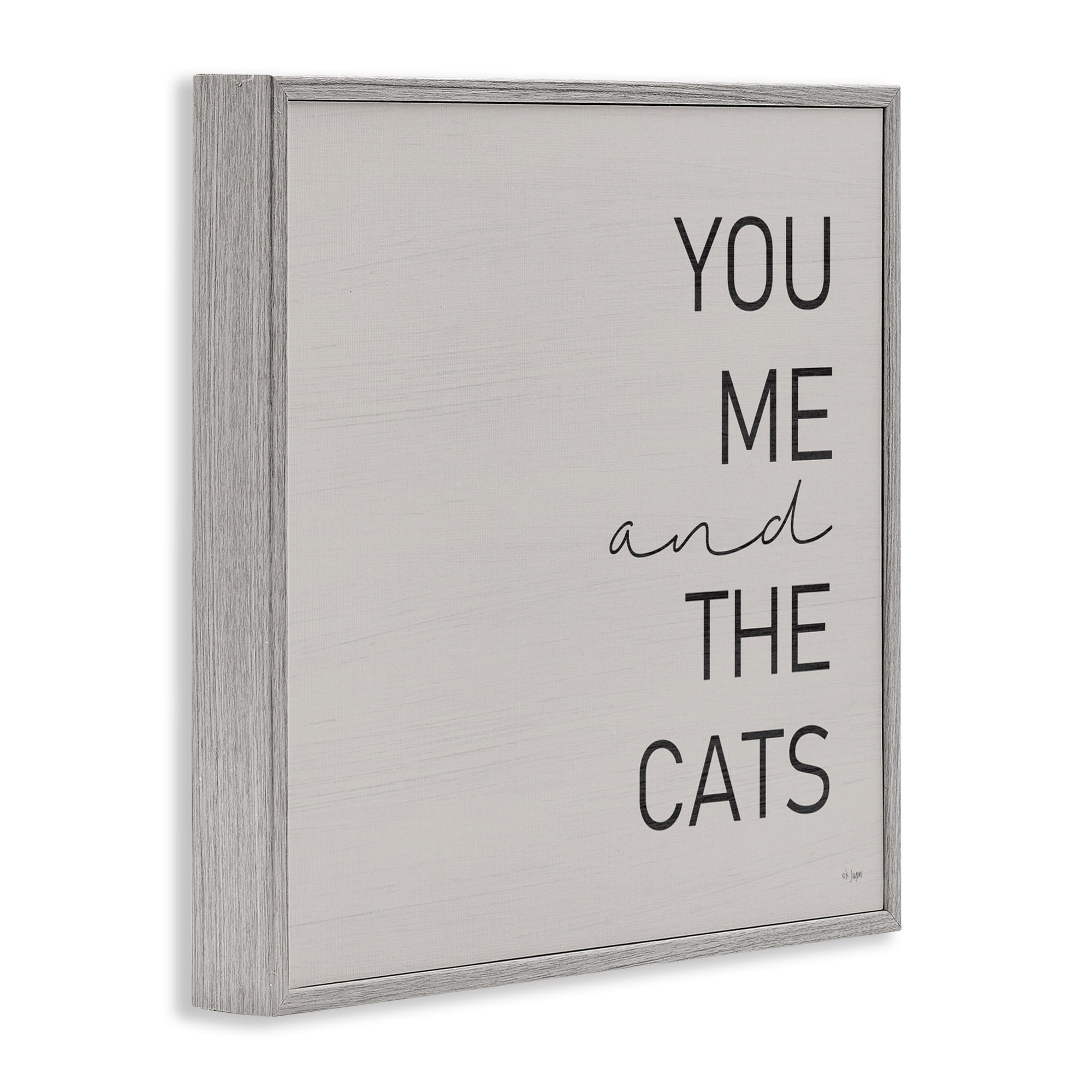 Stupell Industries Minimal You Me & Cats Gray Framed Giclee Art, design by Jaxn Blvd.