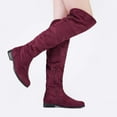 thumbnail image 5 of DREAM PAIRS Women's Fashion Over The Knee High Low Block Heel Riding Boots HI_FLAT BURGUNDY Size 6.5, 5 of 6