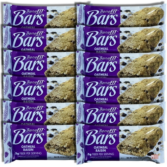 Oatmeal Raisin BeneFit Bars by Readi-Bake 2.5 Ounce | Value Pack of 12