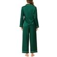 thumbnail image 3 of INSPIRE CHIC Women's Satin Pajama Sets Long Sleeves Tops and Pants 2 Pcs Loungewear S Green, 3 of 6