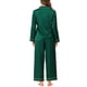 thumbnail image 3 of Conjuntos de pijama de satén para mujer INSPIRE CHIC, camisetas de manga larga y pantalones, 2 piezas, ropa de casa, XL, verde, 3 of 6