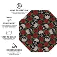 thumbnail image 3 of Naloa Red Rose Skull Leather Coasters for Drinks, Durable Drink Coasters 4 Set for Tabletop Protection, Luxurious Home Décor and Housewarming Gift ( {designName})Octagon, 3 of 6