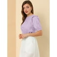 thumbnail image 4 of Día De San Patricio Blusa De Manga Corta Con Hombros Descubiertos Y Volantes Sin Cuello Con Volantes En La Espalda Para Mujer Morado claro S, 4 of 6