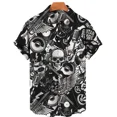 thumbnail image 1 of Men's Hawaiian Shirt One Button Shirt Cartoon Musical Instrument Pattern Oversize 3d Printing Loose Short Sleeve Beach Tops, 1 of 5