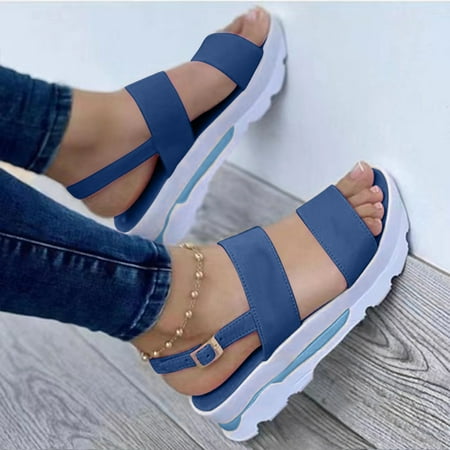 

Yoslce Shoes For Women Summer Ladies Flat Thick Soled Fashion Casual Beach Sandals