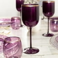 thumbnail image 2 of (120 PACK) EcoQuality Translucent Plastic Purple Wine Glasses with Gold Rim - 12 oz Wine Cups with Stem, Disposable Shatterproof Wine Goblets, Reusable, Elegant Drink Cup Tumblers Weddings, Party, 2 of 3