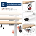 thumbnail image 5 of Maidesite 48 inches Height Adjustable Electric Standing Desk for Home Office with Storage Drawer and Memory Preset, White Frame and Whole-Piece Oak Top, 5 of 7