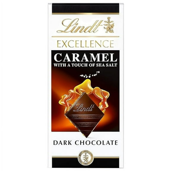 Lindt EXCELLENCE Caramel Sea Salt Dark Chocolate Candy Bar, Dark Chocolate with Pieces of Caramel and Sea Salt Crystals, 3.5 oz. Bar( Pack of 3 )