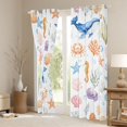 thumbnail image 3 of Manfei Cartoon Sealife Kitchen Curtains, Ocean Seashell Coral Black Out Curtains Pack of 2 (42x63 Each), White Orange, 3 of 6
