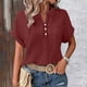 thumbnail image 5 of Chaqueta para mujer,Blusa de manga corta con cuello en V para mujer, color liso, informal, holgada, con bolsillo, tela suave y transpirable para uso diario, sopatenor, 5 of 9