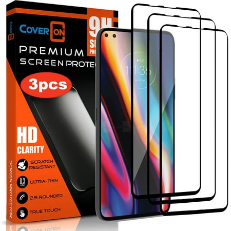 CoverON 3 Pack of Motorola Moto One Fusion Plus Screen Protector Tempered Glass- 98% full Coverage 9H Scratch Resistant - HD Clear