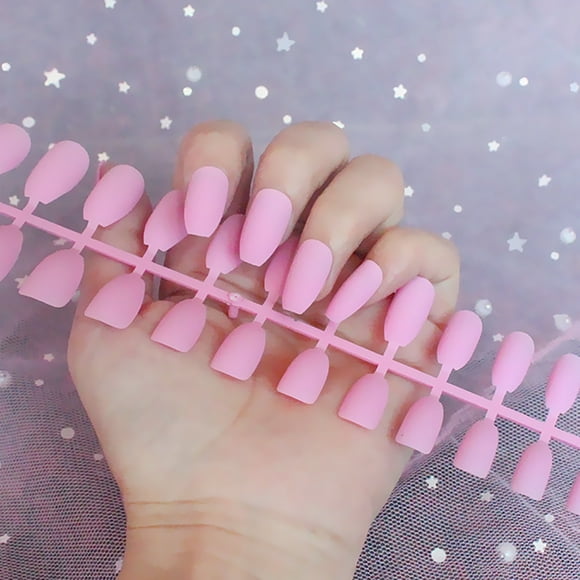 Ongles Brillants de Couleur Unie pour Femmes, Ongles Postiches Finis, 24 Pcs, Ongles Finis