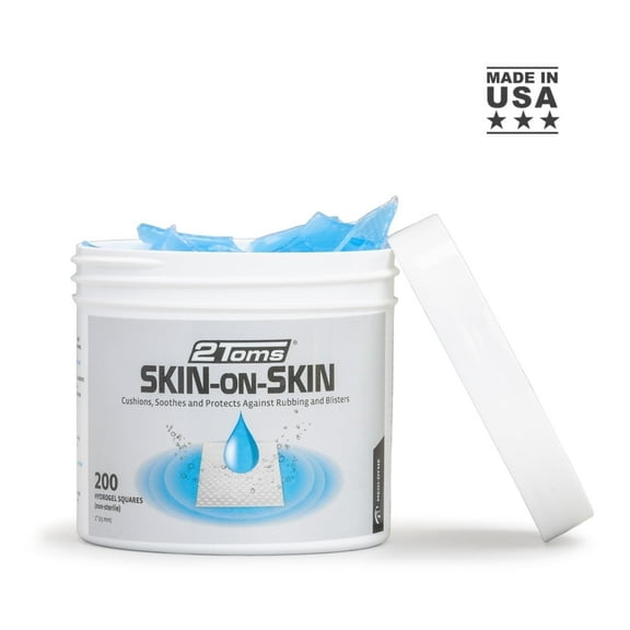 2Toms Skin-on-Skin Soothing Hydrogel Square Pads for Blisters and Skin Irritations, 200 1-Inch Squares