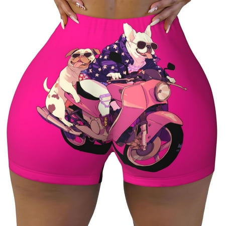Workout Shorts Women  Cool French Bulldog No.150 Biker Shorts for Women Running Gym Spandex Shorts Tummy Control