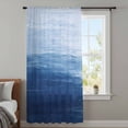 thumbnail image 4 of Navy Blue Ombre Sheer Curtains 96 Inches Long, Modern Abstract Art Ocean Oil Painting Light Filering Curtains, Privacy Drapes Simi Floor to Veiling Curtain for Living Room Large Window Treatment, 4 of 9