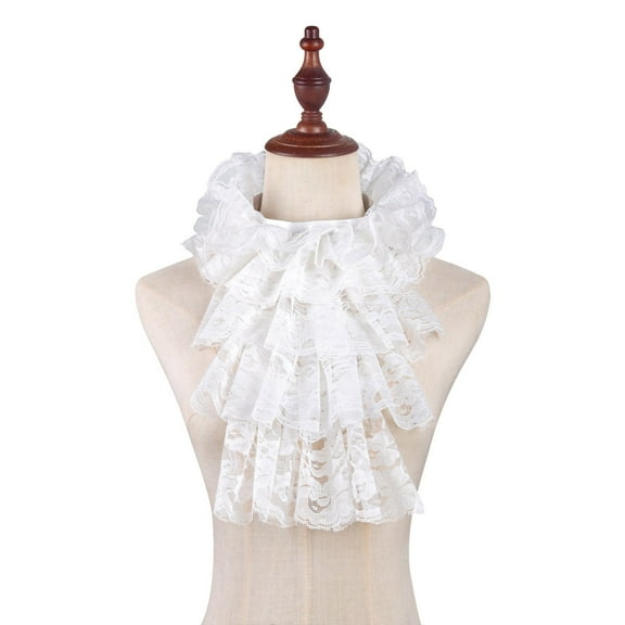 Lace Jabot Collar Victorian Theme Party Neckwear Cosplay Accessory Ruff Collar for 1920s Teaparty Courtstyle Neckpiece