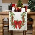 thumbnail image 4 of Christmas Table Runner 13 x 72 Inch Bow Christmas Tree Table Decor Farmhouse Winter Xmas Decorative Runner for Kitchen Dinning Indoor Outdoor Dinner Party Decor (Classic Bow), 4 of 7