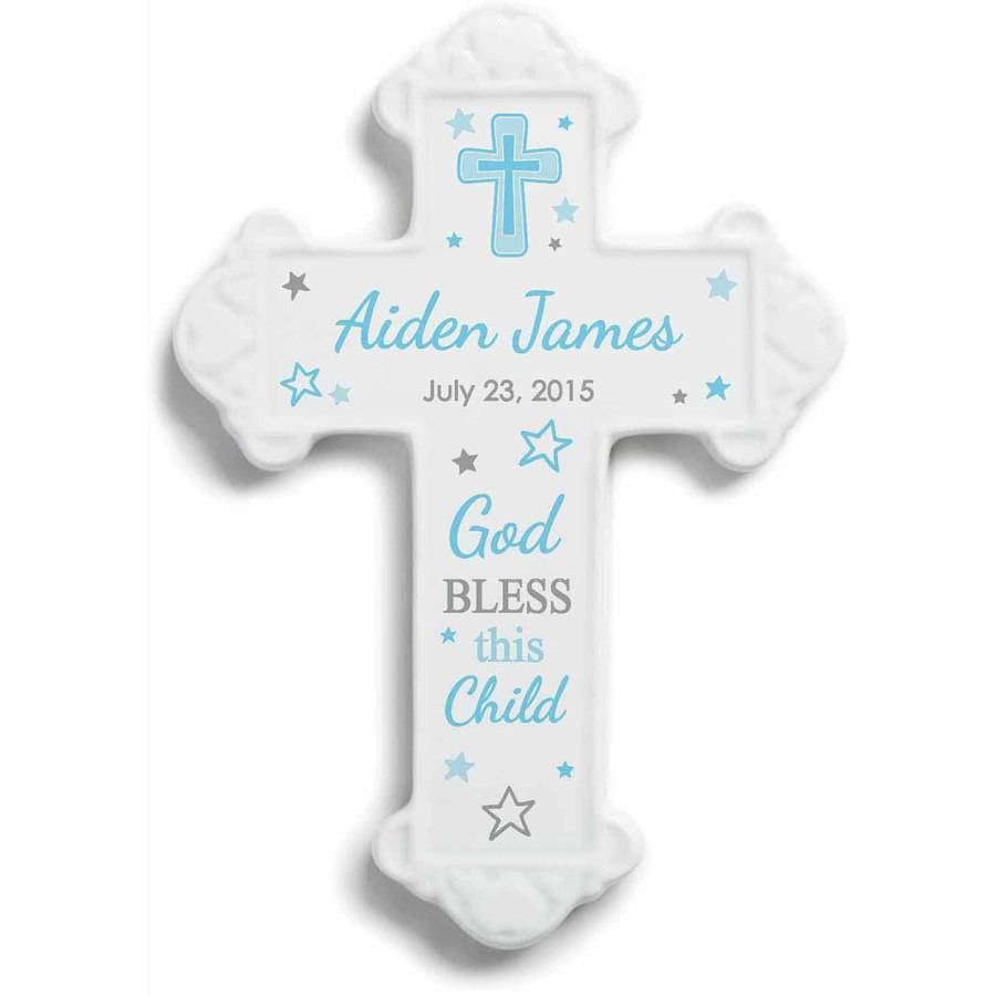 Personalized God Bless This Child Wall Cross For Boys