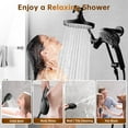 thumbnail image 4 of BRIGHT SHOWERS Rain Shower Head with Handheld Spray Built-in Power Wash, High Pressure Dual Shower Head with Height Adjustable Extension Arm, 3-Way Diverter, 9 Settings Handheld, 69" Hose, Chrome, 4 of 8