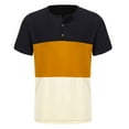 thumbnail image 4 of WAENQINLA Men's Color Block T Shirts Casual Short Sleeve T-Shirt Henley Shirt Regular Fit Notched V Neck Button Front Tee Tops, 4 of 7