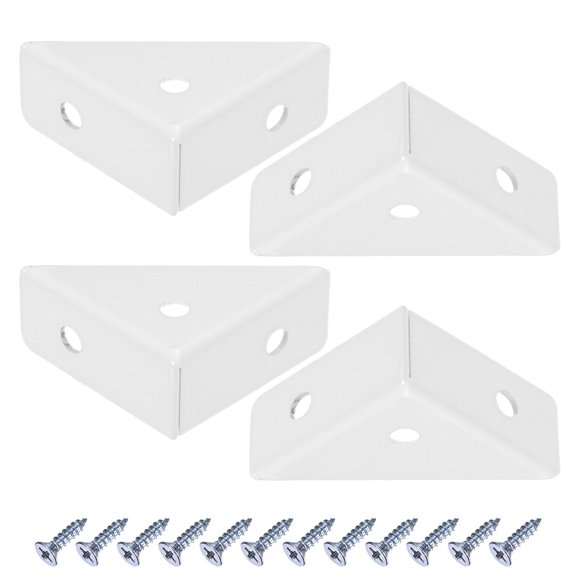 Uxcell 4-Pack L-Shape Corner Brace, 1.5 x 1.5 in Stainless Steel Right Angle Support Brackets Fastener Joint [White]