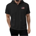 thumbnail image 4 of American Flag Men's Henley Hoodie 4th of July Independence Day Short Sleeve Patriotic Top Waffle Knit Texture Quick Dry Muscle Fit Summer Pullover Lightweight Soft Shirt, 4 of 5