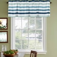 thumbnail image 4 of Blue Teal Ombre Grey Striped Valances for Windows, Decorative Rod Pocket Window Valance Curtains, Farmhouse Stripe Modern Short Curtain Drapes for Kitchen/Living Room, 2 Panels, 42" W x 12" L, 4 of 8