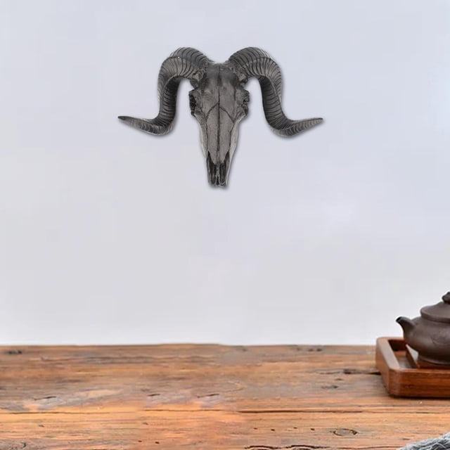 Curled Wall Sculpture, Crafts Sheep Skull Head Wall Decoration Wildlife Wall Statue Decor for Corridor Wall Artwork Macarena Estatua de pared de cabeza de oveja