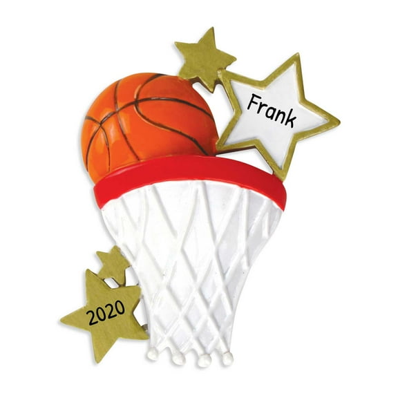 Personalized Basketball Ornament - Basketball Decor, Basketball Keepsake, Sports Ornaments for Christmas Tree, Personalized Basketball Gifts - Basketball Hoop - Free Customization