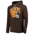 thumbnail image 2 of Men's Homage Brown Cleveland Browns Retro Helmet Tri-Blend Raglan Pullover Hoodie, 2 of 3