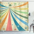 thumbnail image 1 of Circus Shower Curtain, Colorful Carnival Background with Rainbow Spectrum Rays and Stars on Grungy Texture, Fabric Bathroom Set with Hooks, 69W X 75L Inches Long, Multicolor, by Ambesonne, 1 of 3