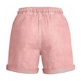 thumbnail image 6 of QSAWXQZ Women's Tencel Linen Blend Shorts Elastic Drawstring Waist Rolled Hem Summer Casual Loose Beach Hot Pants Comfortable Soft Shorts with Pockets 2XL, 6 of 6