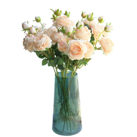 cn-Knight Artificial Flower 8pcs 24'' Silk Peony Long Stem with 2 Blossoms and 1 Bud Faux Flower for Wedding Bridal Bouquet Bridesmaid Home Décor Office Baby Shower Centerpiece(Champagne)