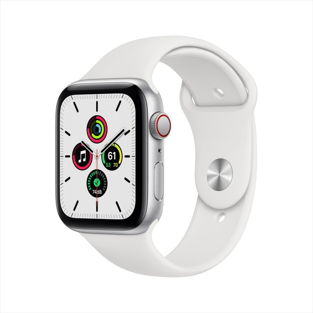 Apple Watch SE GPS + Cellular, 44mm Silver Aluminum Case with White Sport  Band - Regular